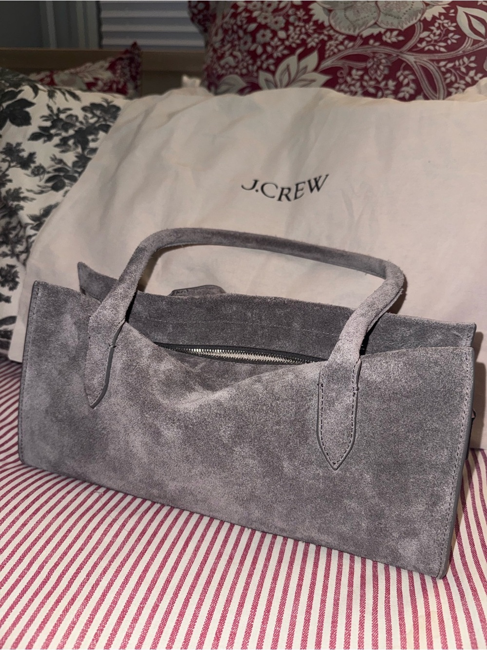 East/West Shoulder Bag - brushed suede